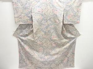 草花模様手織り紬着物